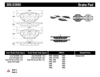 StopTech Performance 87-99 BMW M3 / 89-93 M5 / 98-02 Z3 Rear Street Performance Brake Pads