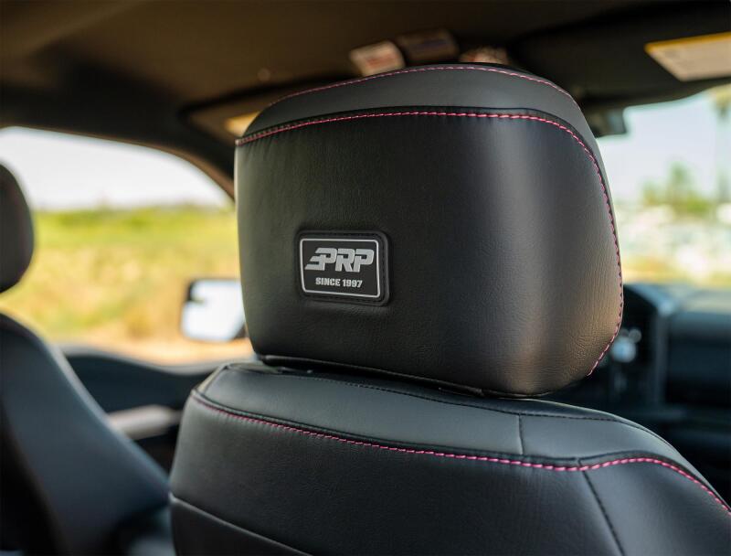 PRP 2021+ Ford 150/ 2023+ SuperDuty Front Seat Covers (Pair) - Black w/ Red Stich