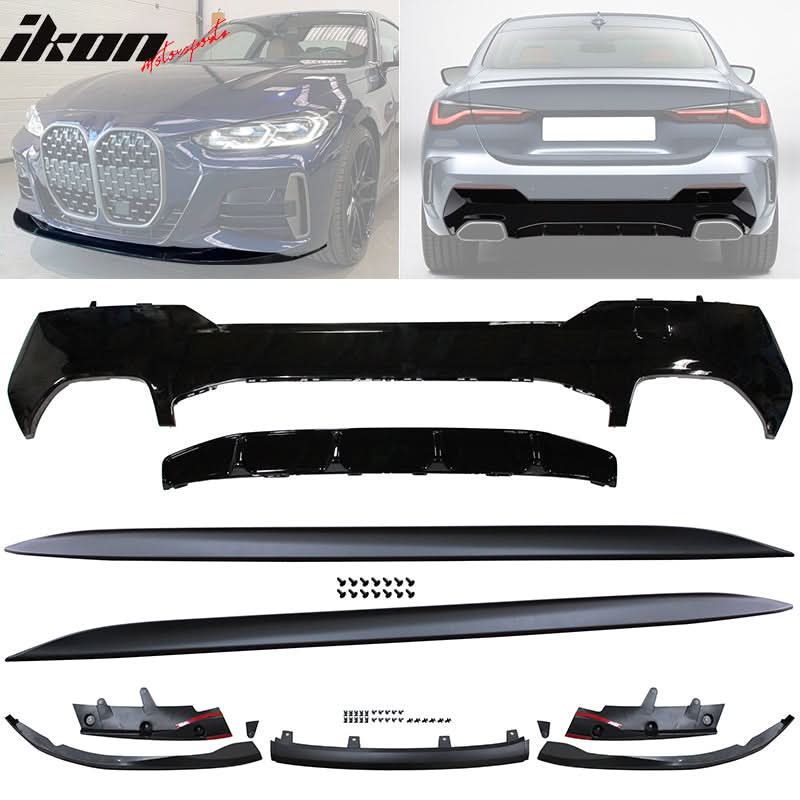 2021-2025 BMW G22 G23 M-Performance Black Front Rear Lip + Side Skirts
