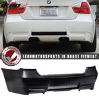 2006-2011 BMW E90 M3 Style Twin Outlets Unpainted Rear Bumper Cover