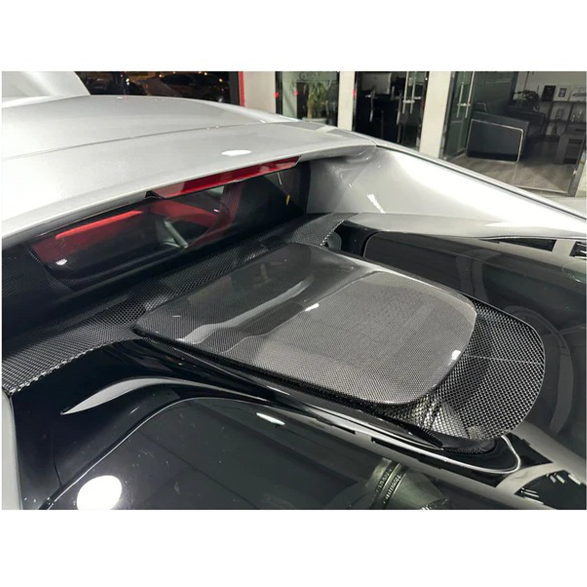Dry Carbon Fiber OEM Rear Hood Trim for Ferrari 296 GTB by Stratec Systems