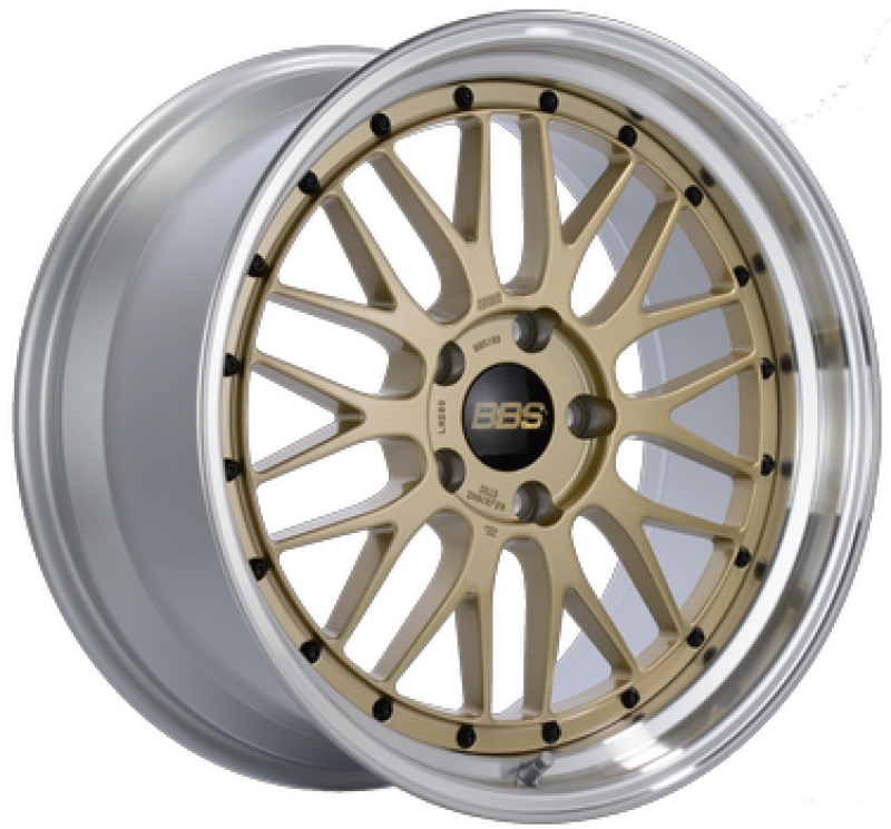 BBS LM 18x8.5 5x114.3 ET38 Gold Center Diamond Cut Lip Wheel - 82mm PFS Required