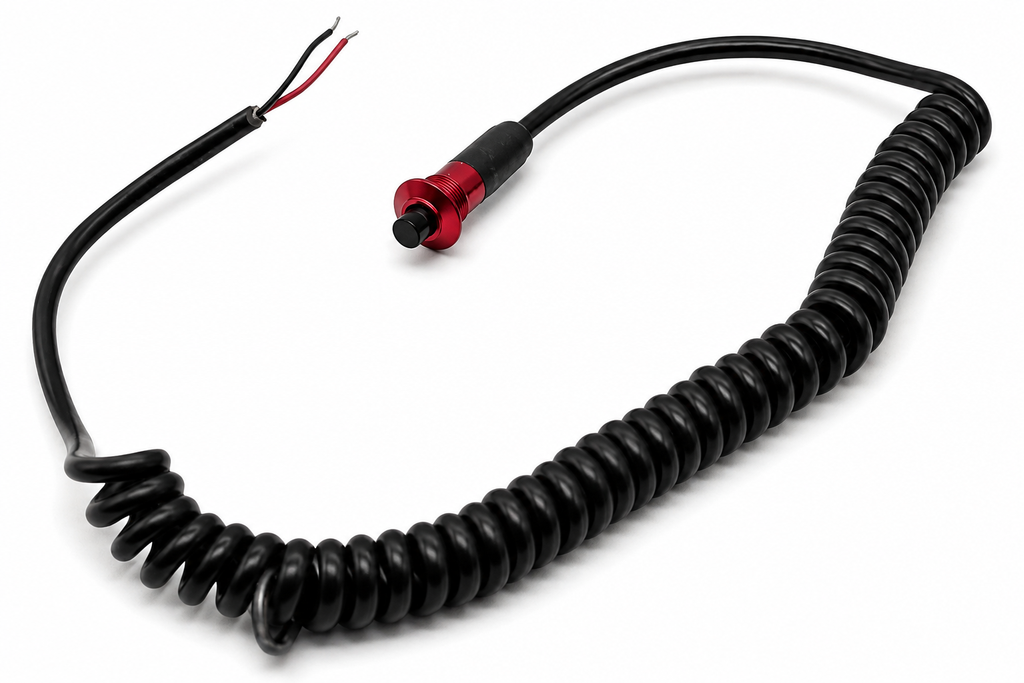 Red Pin Head Momentary Push Button Switch w/ 6' Retractable Cord – 810101R - Granatelli Motor Sports