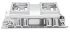 Fabricated Intake Manifold BBC Single Plane 2 x 4500 Silver with Sniper Logo