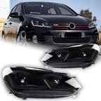 Volkswagen Golf MK6 Red, Silver, and Black Projector with Dynamic Signal LED Headlights (2009 - 2013)