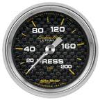 Autometer Carbon Fiber 2-1/16in Mechanical 0-200 PSI Pressure Gauge