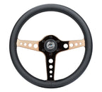 NRG Light Weight Gaming Steering Wheel - Driftz 350mm 3 Rose Gold Spokes Perforated Leather