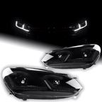 Volkswagen Golf MK6 Red, Silver, and Black Projector with Dynamic Signal LED Headlights (2009 - 2013)