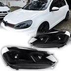 Volkswagen Golf MK6 Red, Silver, and Black Projector with Dynamic Signal LED Headlights (2009 - 2013)