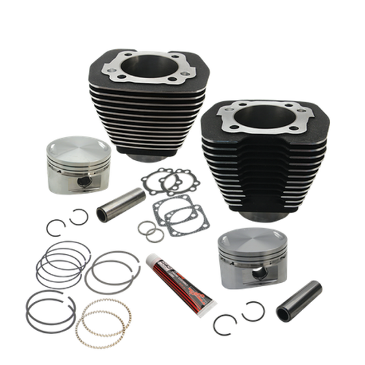 S&S Cycle 84-99 BT w/ Stock Heads 88in 3 5/8in Big Bore Cylinder & Piston Kit - Wrinkle Black