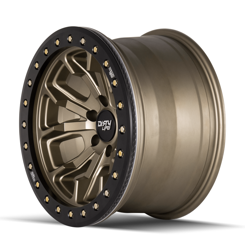 Dirty Life 9303 DT-1 17x9 / 6x139.7 BP / -12mm Offset / 106mm Hub Satin Gold Wheel - Beadlock