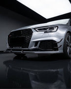 Audi RS3 8V Sedan Carbon Fiber Front Bumper Fins 2017 - 2019