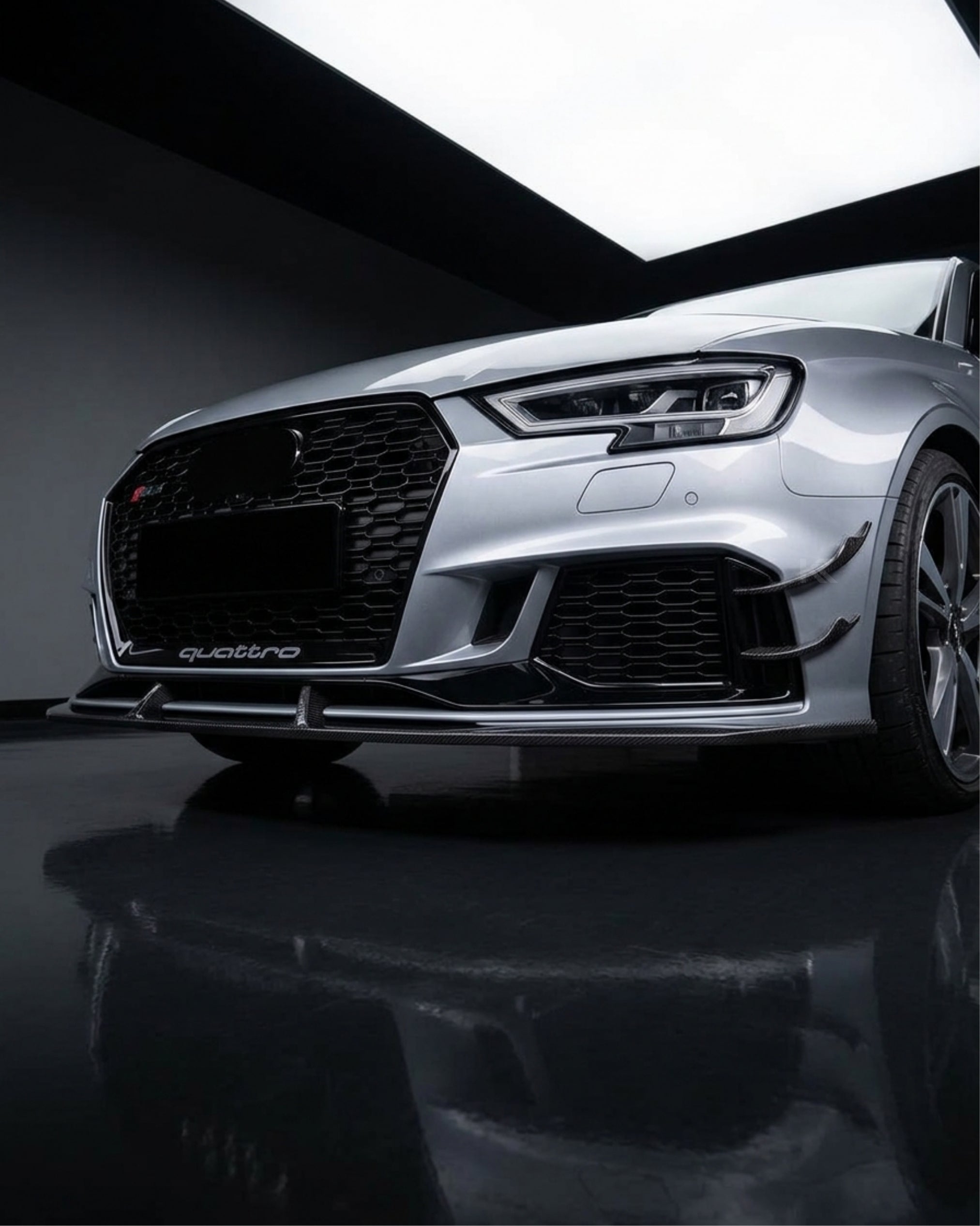 Audi RS3 8V Sedan Carbon Fiber Front Bumper Fins 2017 - 2019