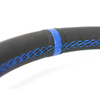 NRG Carbon Fiber Steering Wheel (320mm) Blue CF Center w/Blue Stitch Blue Center Mark Flat Bottom