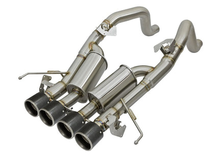 aFe MACHForce XP 3in -2 1/2in Axle Back SS Exhaust w/Carbon Fiber Tips 14-17 Chevy Corvette V8 6.2L