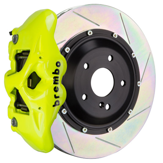 Brembo 11-18 Cayenne/S/GTS Rear GT BBK 4 Piston Cast 380x28 2pc Rotor Slotted Type1 - Fluo. Yellow