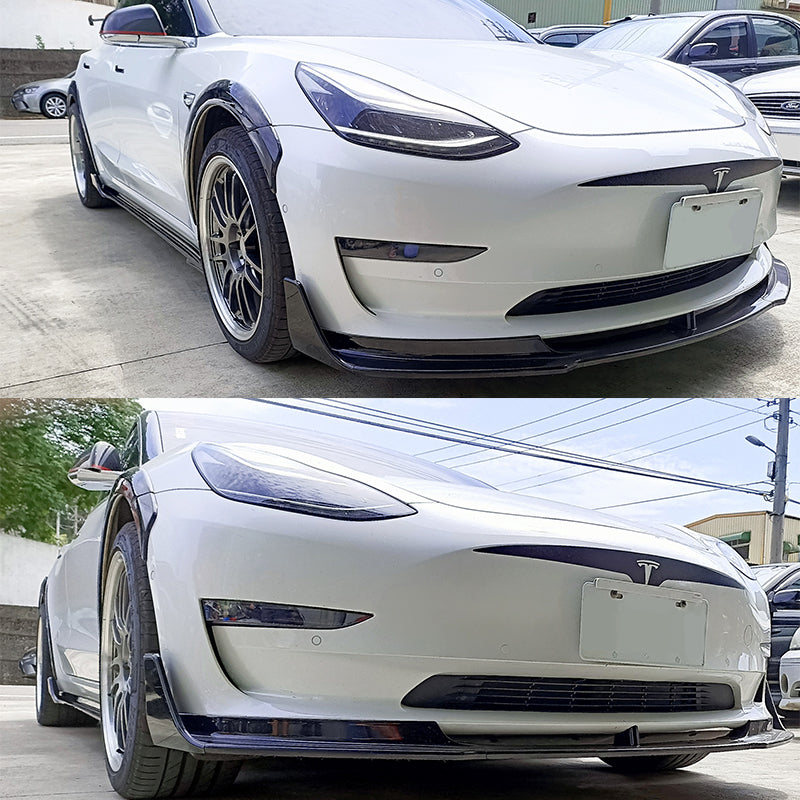 2017-2023 Tesla Model 3 V Style Unpainted Side Skirts Extension 6PC PP