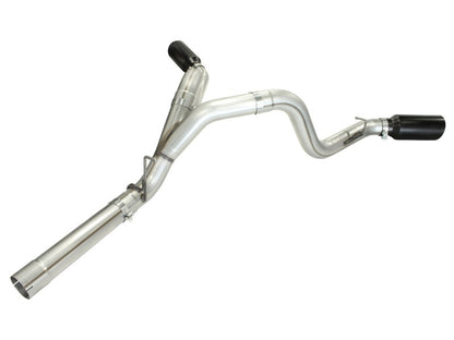 aFe MachForce XP Exhaust 4inch DP-Back All SS 2011-14 GM Diesel Trucks V8-6.6L LML Black Tips