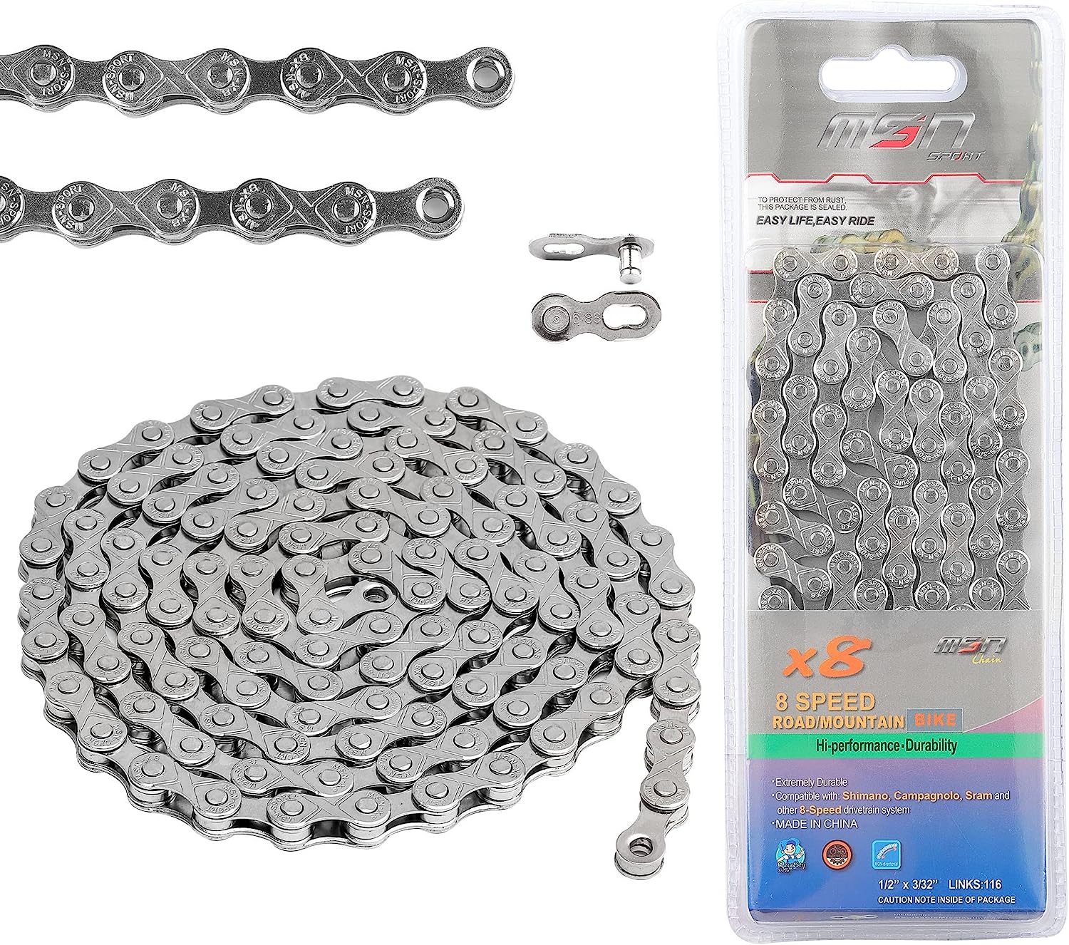 Hycline Bike Chain 6/7/8-Speed 1/2x3/32 Inch 116 Links