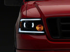 Raxiom 04-08 Ford F-150 Axial Series LED Proj Headlights/Seq LED Bar- Black- Clear Lens