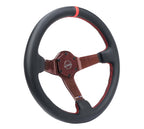 NRG Carbon Fiber Steering Wheel 350mm 3in Deep Red Carbon Fiber Red Stiching Red Center Mark Leather