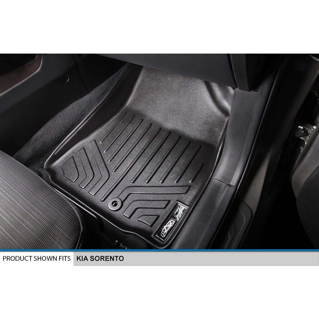 SMARTLINER Custom Fit Floor Liners For 2014-2015 Kia Sorento (with 3rd Row Seats) - Black / 2 Row Floor Mat Liner Set & Cargo Liner Behind the 2nd Row