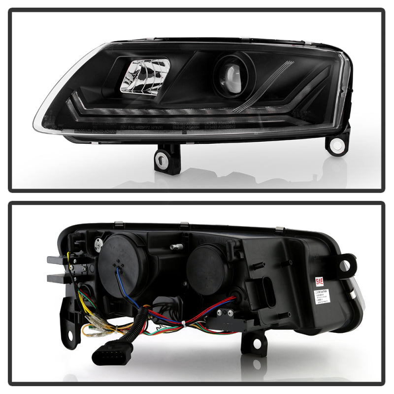 Spyder 09-11 Audi A6 Halogen Model Only Projector Headlights - (PRO-YD-ADA609-SEQ-BK)