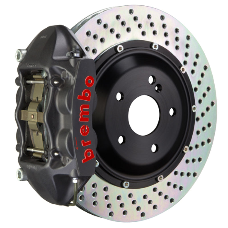 Brembo 12-14 328i MSport Brakes Excl xDrive Rr GTS BBK 4Pis Cast 345x28 2pc Rtr Drill-Black HA