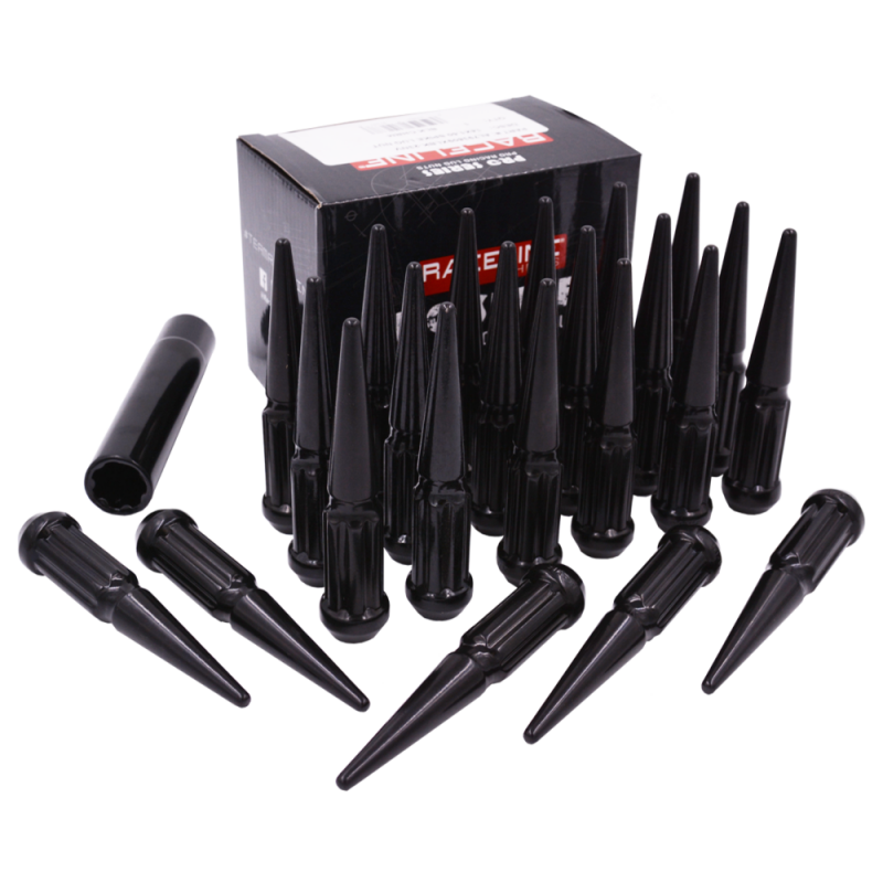 Raceline 1/2in XL Spike Black Jeep Lug Nuts (Set of 23)