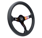 NRG Light Weight Gaming Steering Wheel - Splitz NeoChrome Silver Spokes Perforated Leather