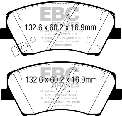 EBC 2017+ Hyundai Elantra 1.4L Turbo Ultimax2 Front Brake Pads