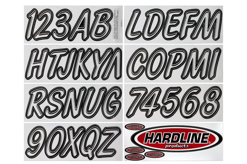 Hardline Boat Lettering Registration Kit 3 in. - 400 Transparent Clear/Black