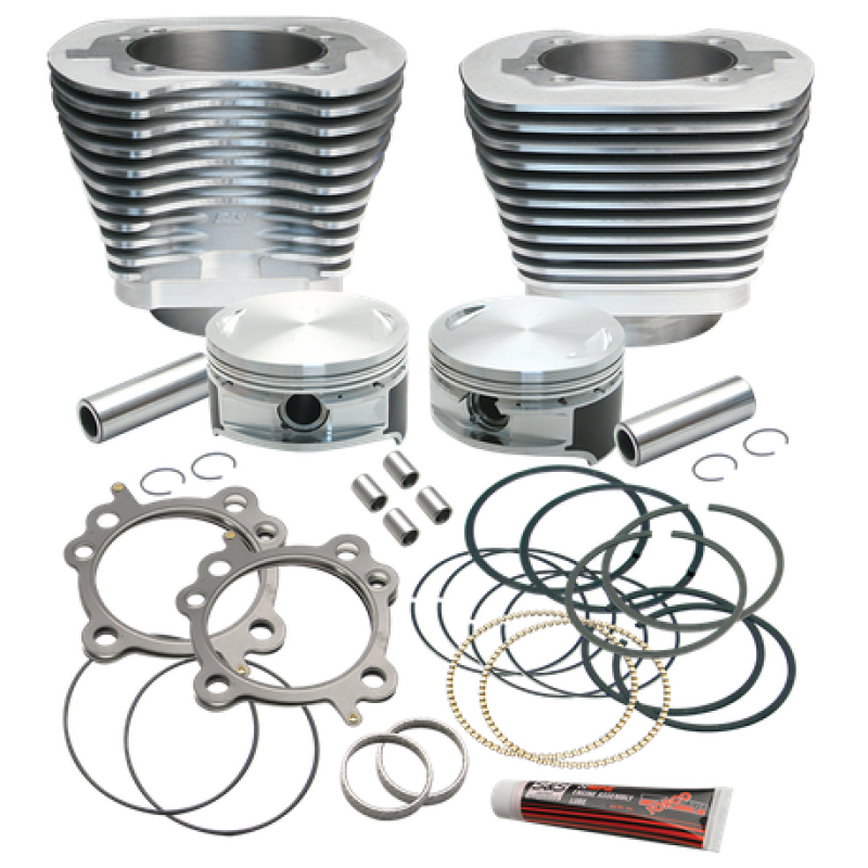 S&S Cycle 99-16 BT Replacement 3-7/8in Bore Cylinder & Piston Kit For S&S 106in Stroker Kit - Silver