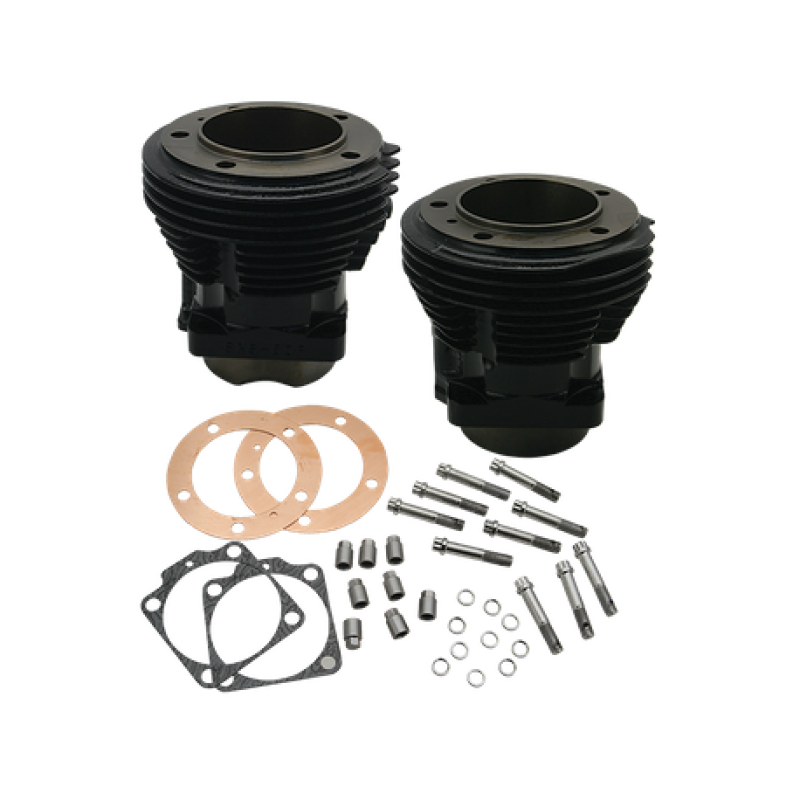 S&S Cycle 66-84 BT w/ S&S 98in Sidewinder Kit 3-5/8in Bore Cylinder Set - Gloss Black