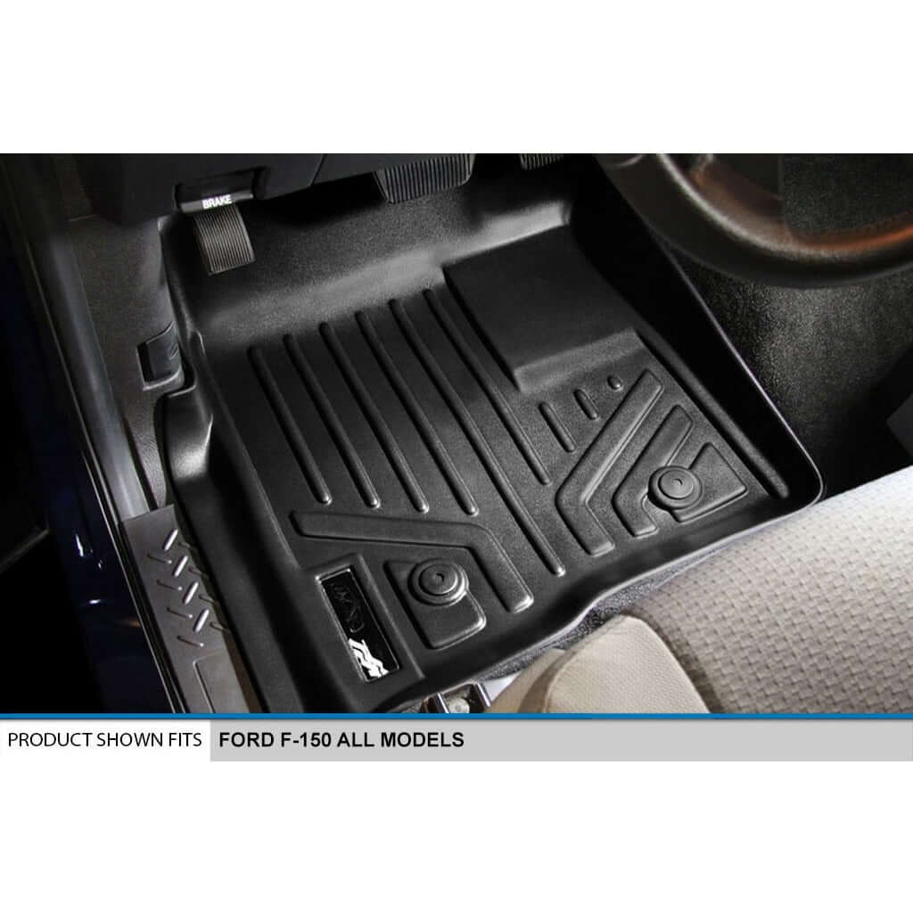 SMARTLINER Custom Fit Floor Liners For 2011-2014 Ford F-150 SuperCab with Flow Center Console