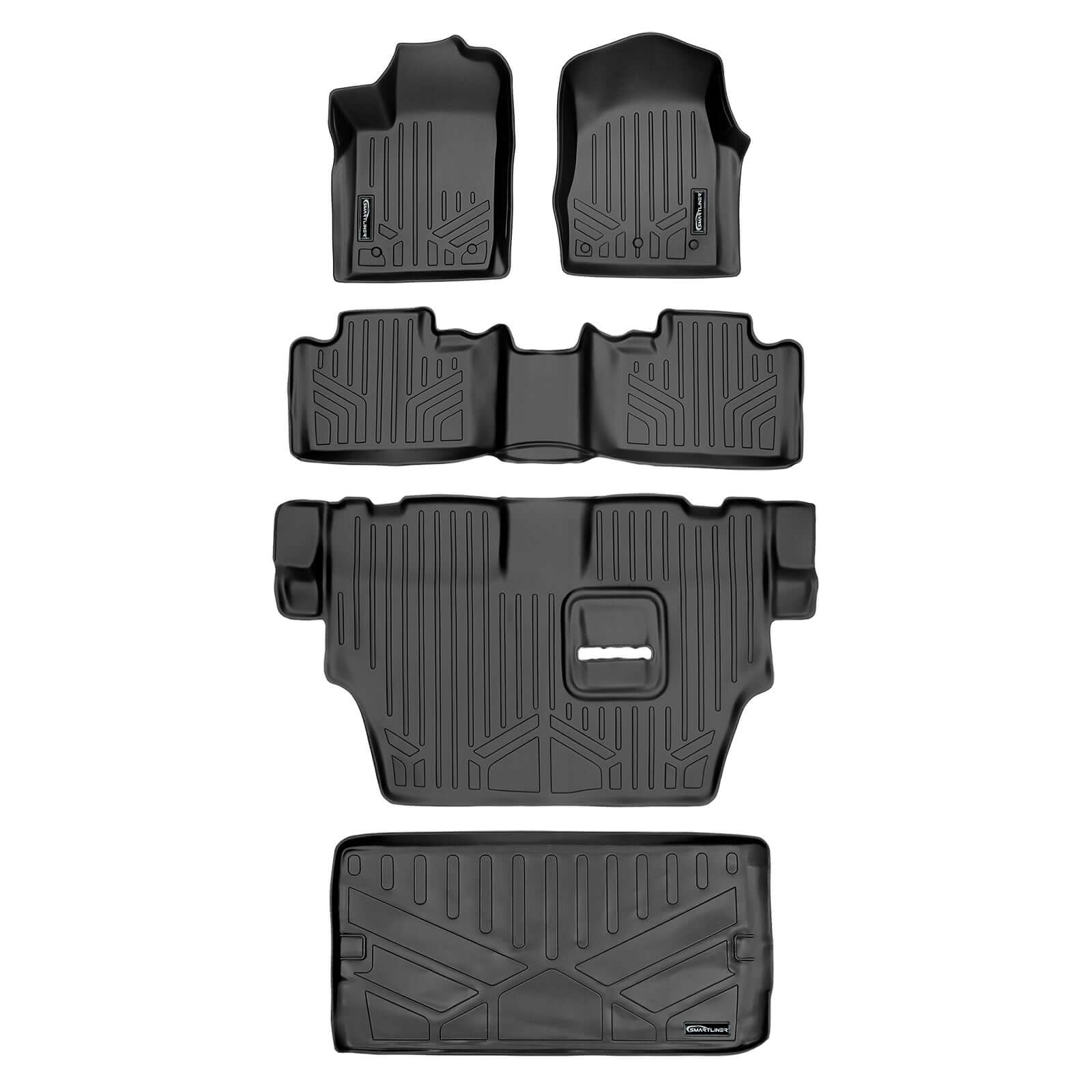 Smart Trim™ Custom Fit Floor Liners For 2013-16 Durango with 1st Row Dual Floor Hooks & 2nd Row Bench Seat