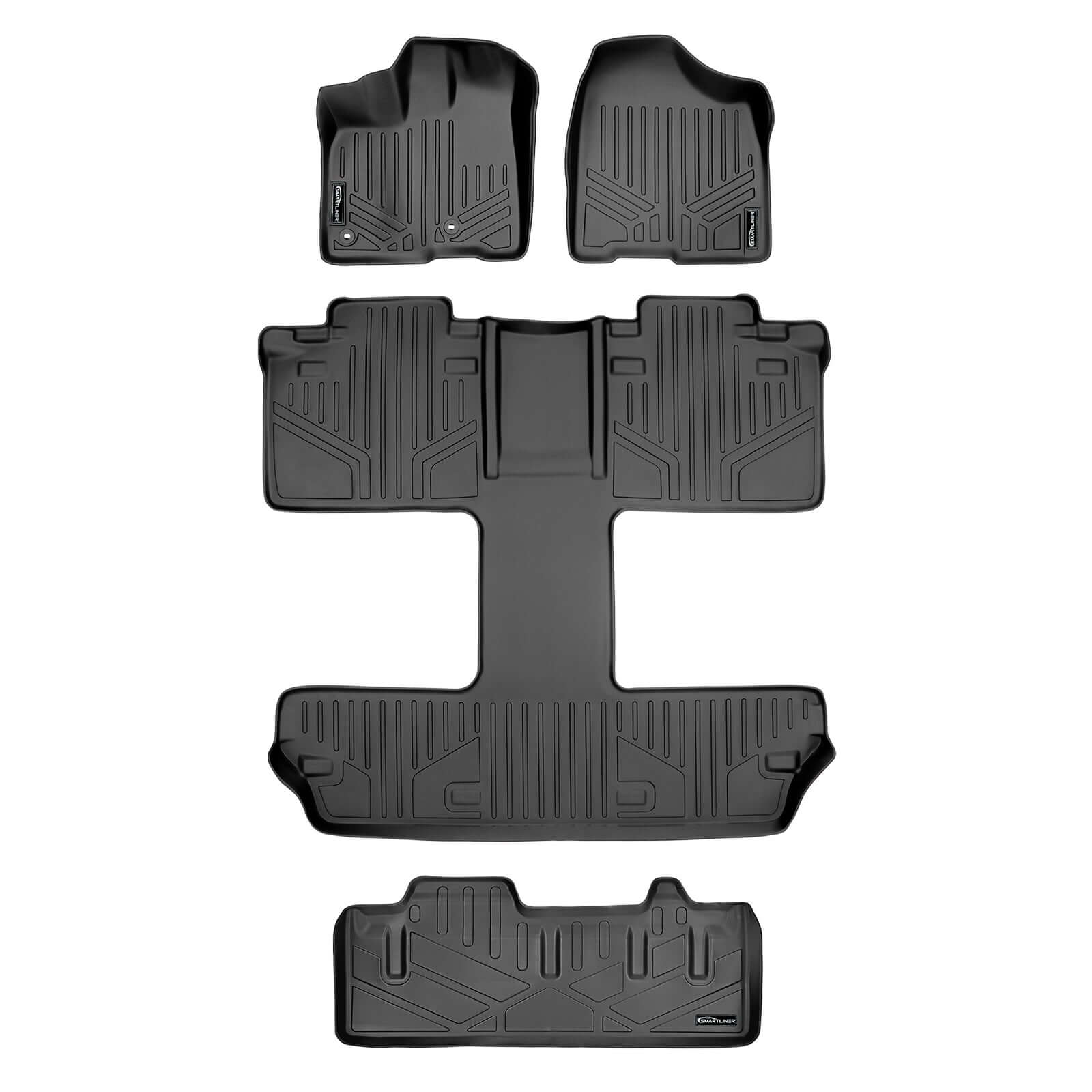 Smart Trim™ Custom Fit Floor Liners For 2013 2020 Sienna 7 Passenger Model with Power Folding 3rd Row Seats