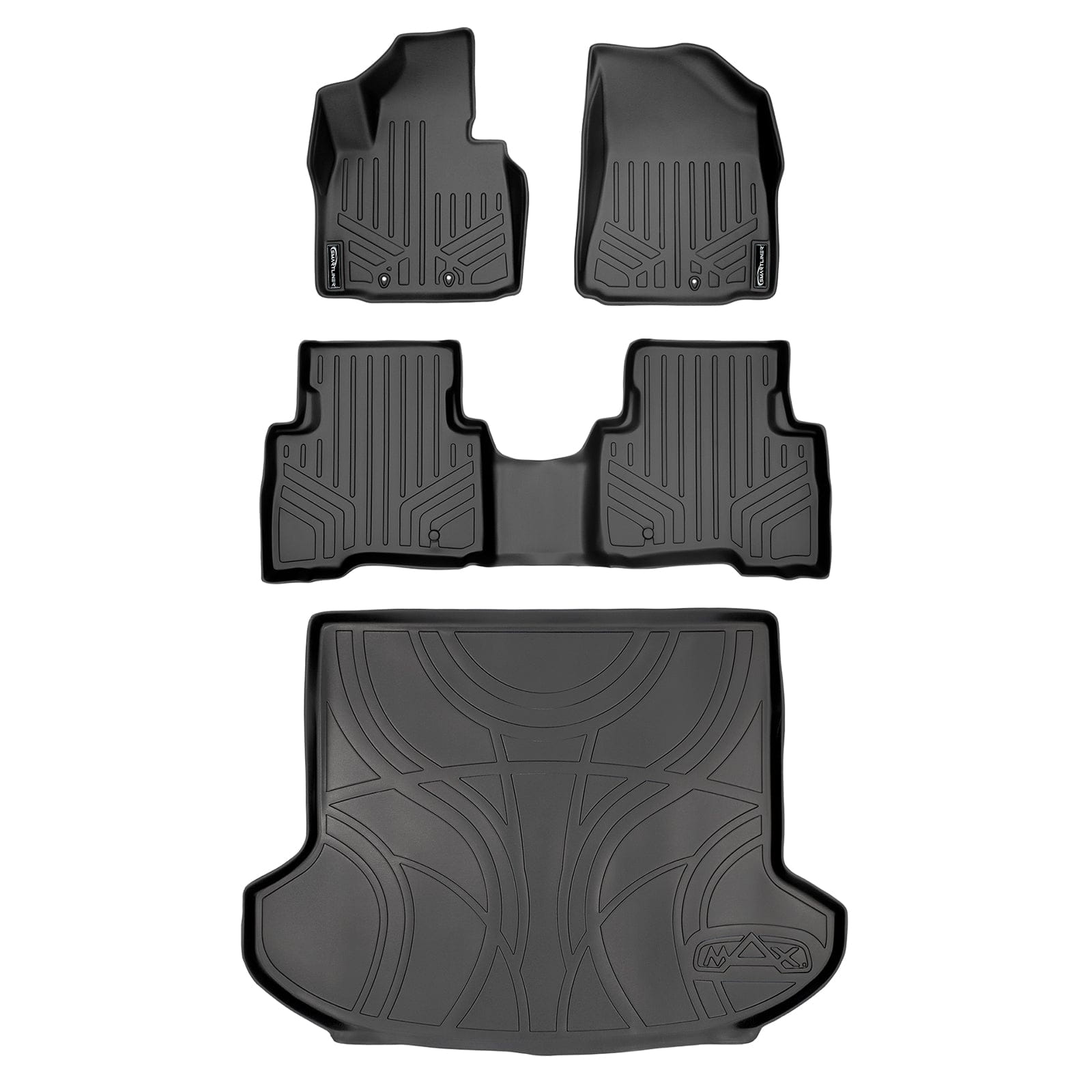 SMARTLINER Custom Fit Floor Liners For 2014-2015 Kia Sorento (with 3rd Row Seats) - Black / 2 Row Floor Mat Liner Set & Cargo Liner Behind the 2nd Row