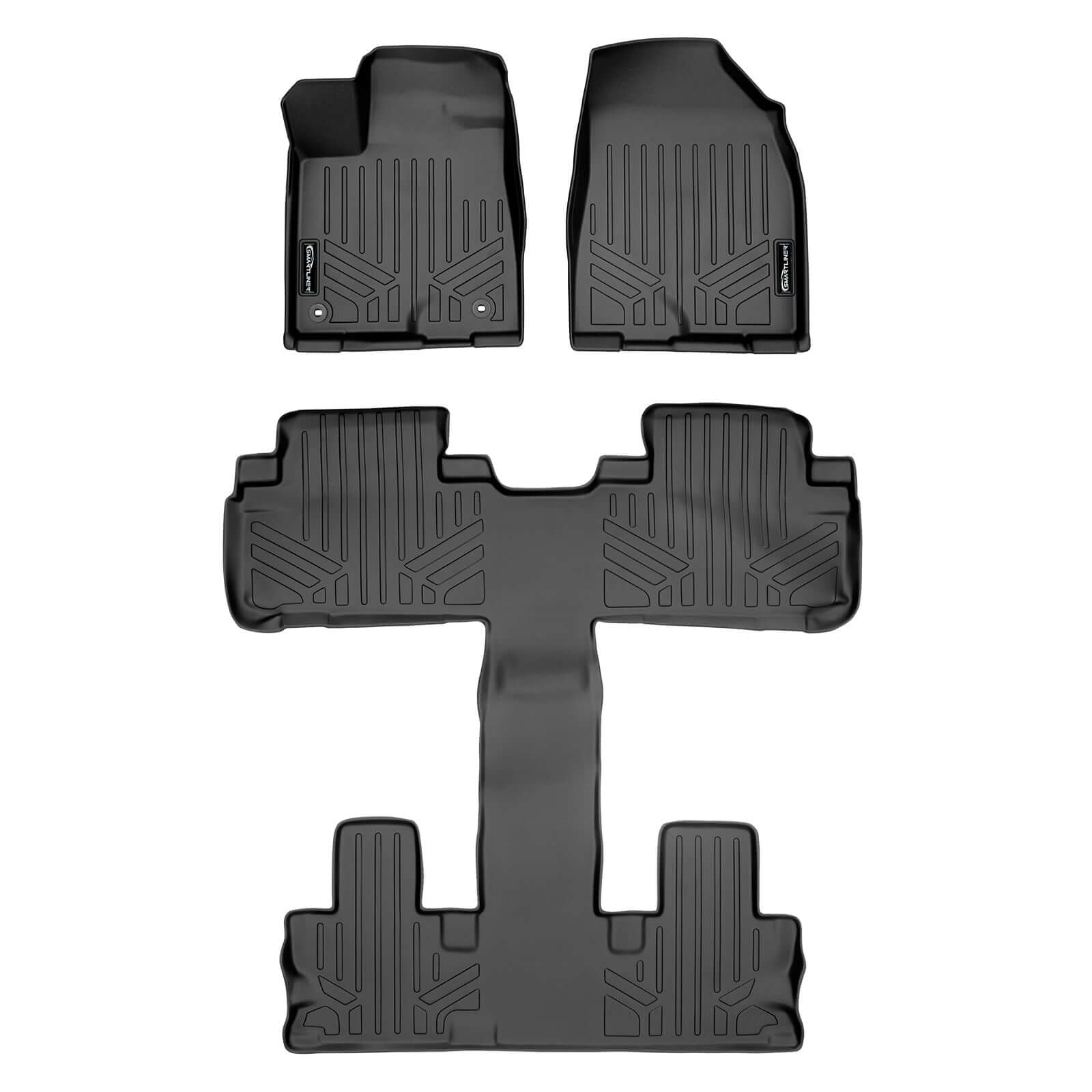SMARTLINER Custom Fit Floor Liners For 2014-2019 Toyota Highlander with 2nd Row Bucket Seats (No Hybrid Models)