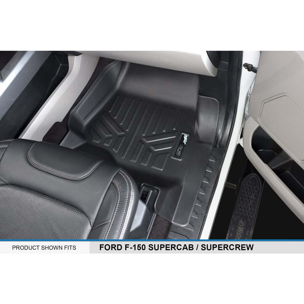 SmartCoverage™ Custom Fit Floor Liners For 2015-2025 Ford F-150 SuperCrew Cab with 1st Row Bucket Seats No underseat Storage