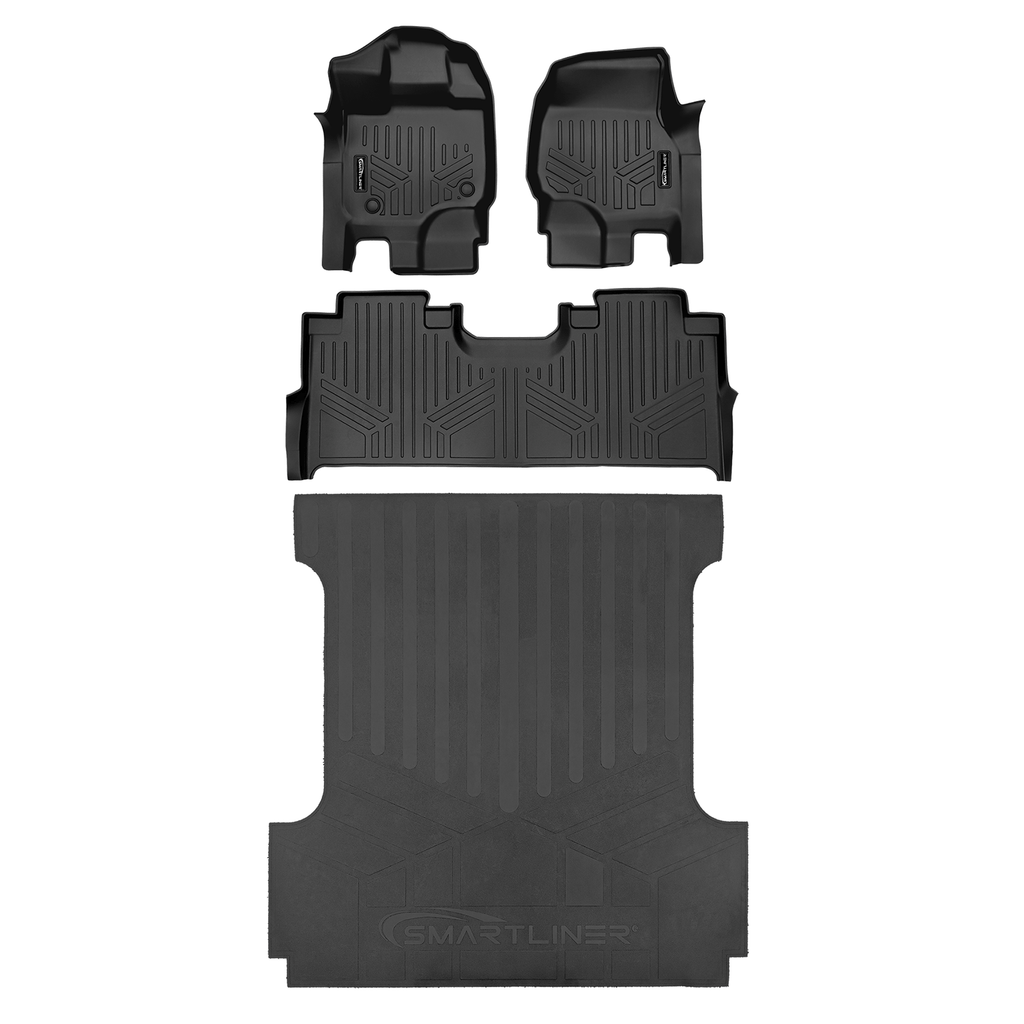 SmartCoverage™ Custom Fit Floor Liners For 2015-2025 Ford F-150 with 1st Row Bucket Seats & OEM 2nd Row Under Seat Storage
