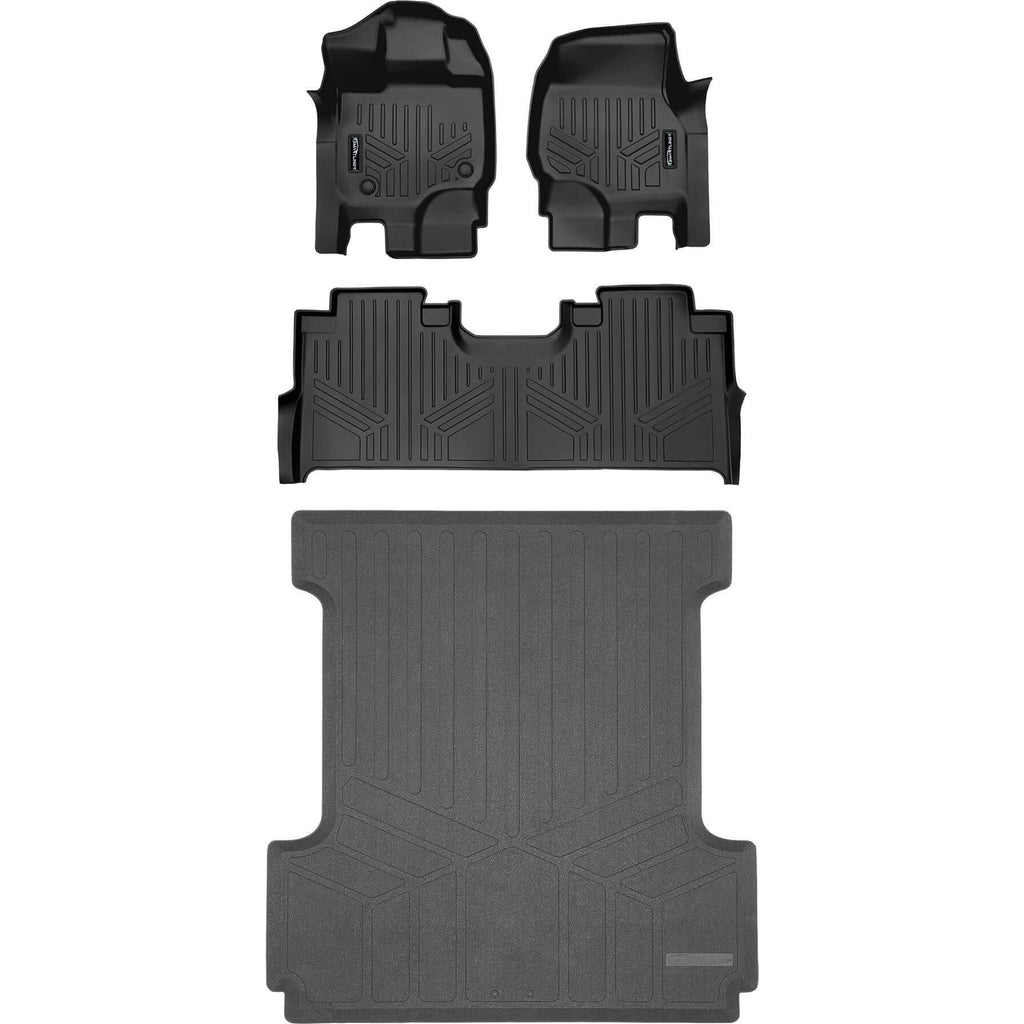 SmartCoverage™ Custom Fit Floor Liners For 2022-2025 Ford F-150 Lightning with 1st Row Bucket Seats & OEM 2nd Row Under Seat Storage