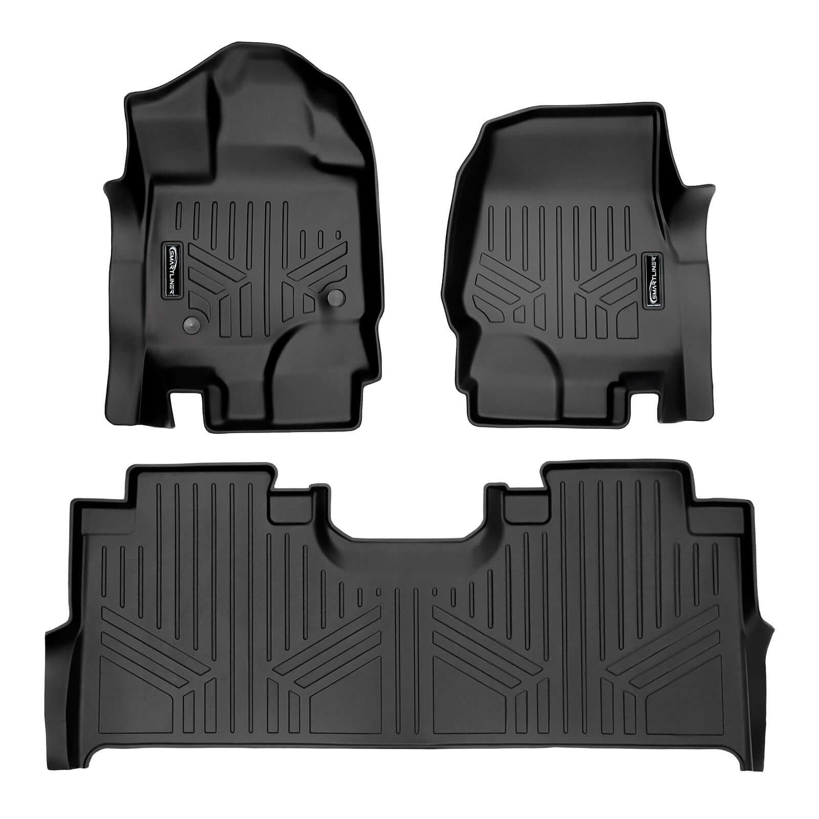 SmartCoverage™ Custom Fit Floor Liners For 2015-2025 Ford F-150 with 1st Row Bucket Seats & OEM 2nd Row Under Seat Storage (Vinyl Flooring)