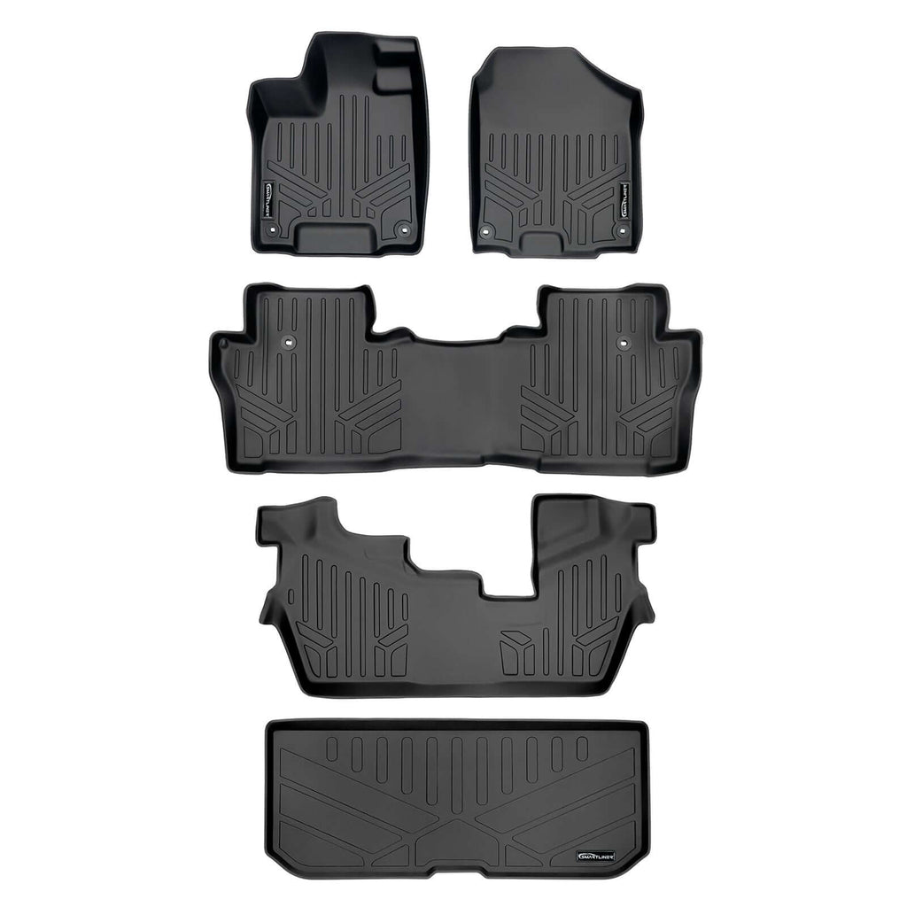SMARTLINER Custom Fit Floor Liners For 2016-2022 Honda Pilot (8 Passenger Model)