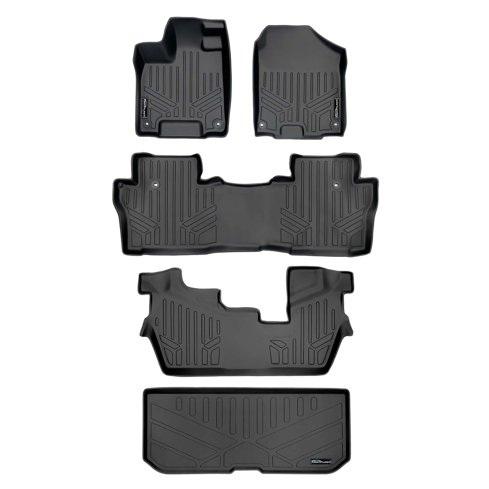 SMARTLINER Custom Fit Floor Liners For 2016-2022 Honda Pilot (8 Passenger Model)