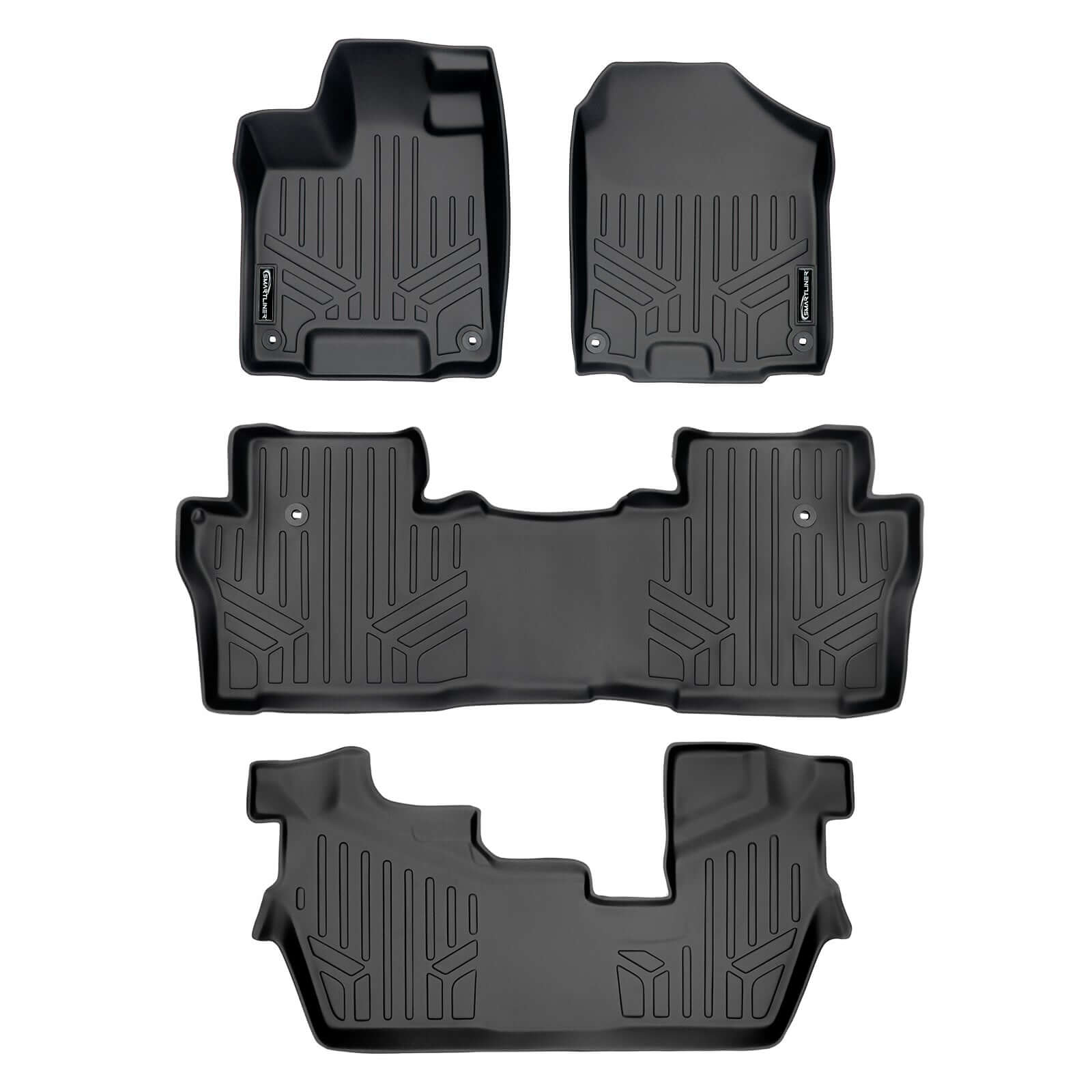 SMARTLINER Custom Fit Floor Liners For 2016-2022 Honda Pilot (8 Passenger Model)
