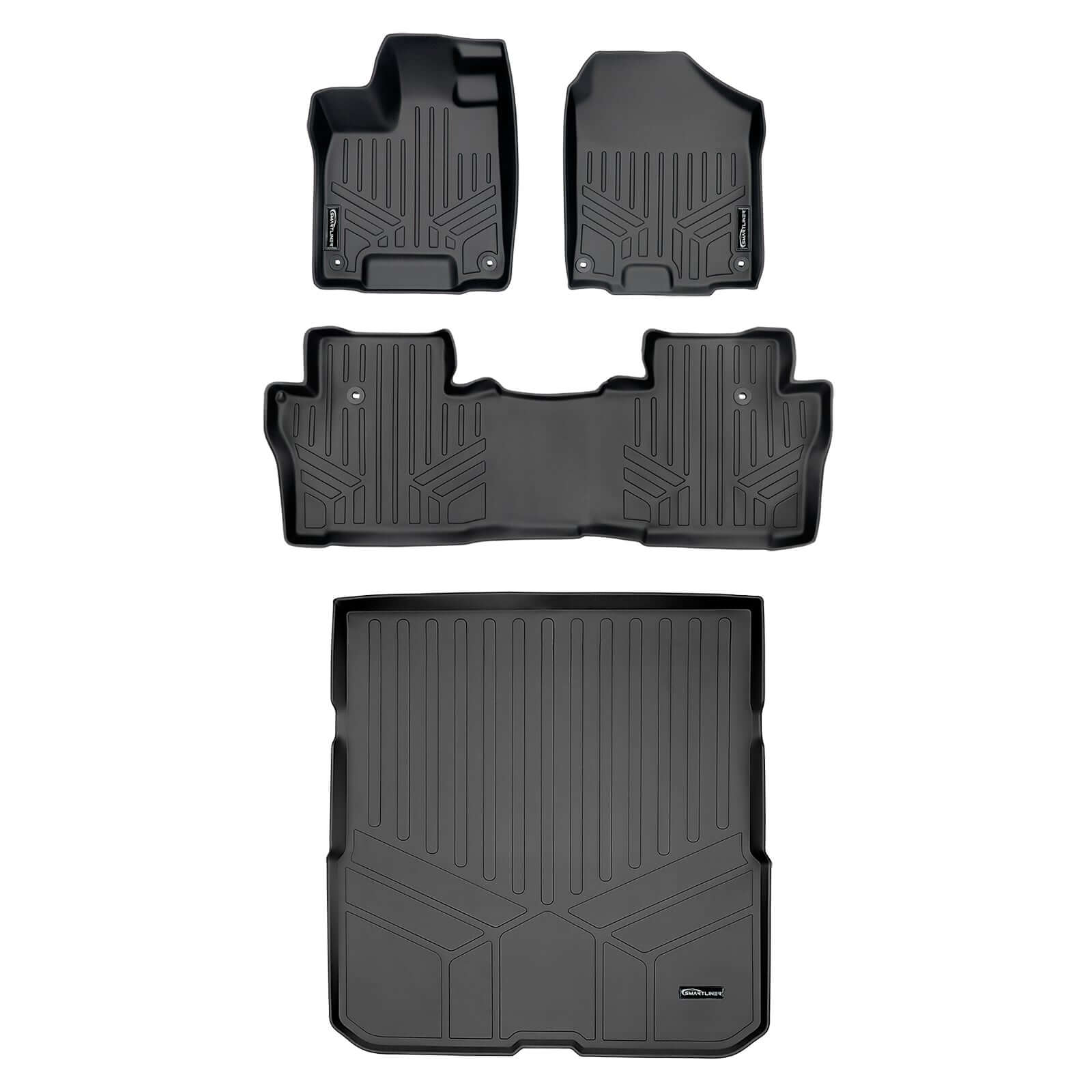 SMARTLINER Custom Fit Floor Liners For 2016-2022 Honda Pilot (8 Passenger Model)