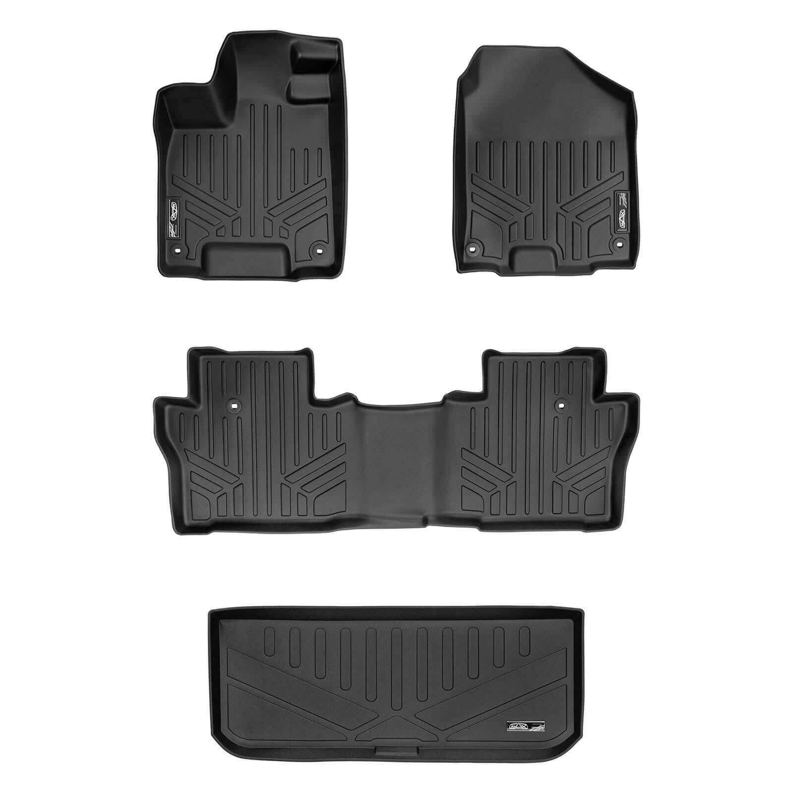 SMARTLINER Custom Fit Floor Liners For 2016-2022 Honda Pilot (8 Passenger Model)
