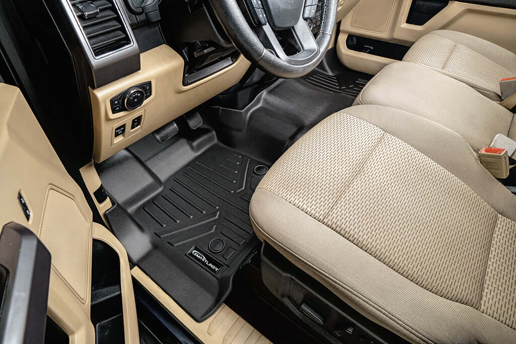 SmartCoverage™ Custom Fit Floor Liners For 2015-2025 Ford F-150 SuperCrew Cab with 1st Row Bench Seat No 2nd Row Underseat Storage (Vinyl Flooring)