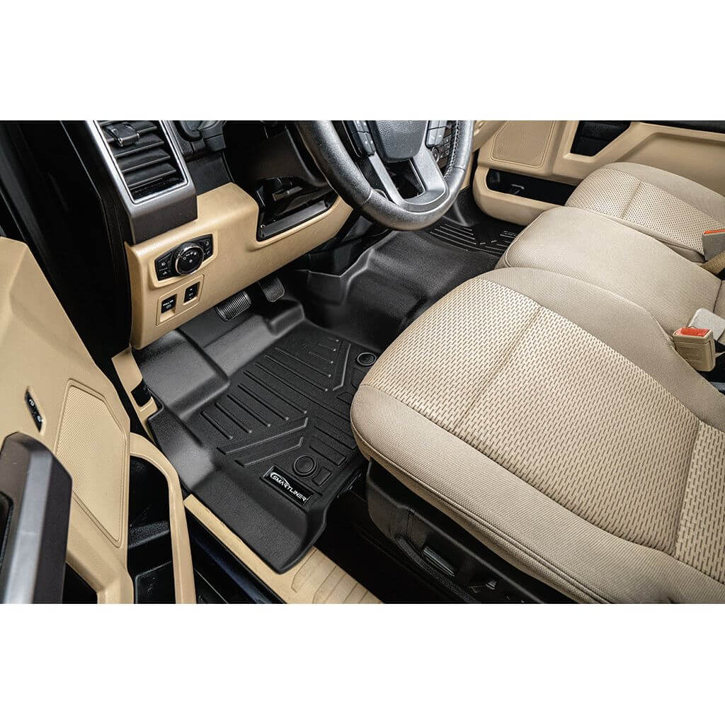 SMARTLINER Custom Fit Floor Liners For 2015-2025 Ford F-150 SuperCab with 1st Row Bench Seat with OTH Coverage & Vinyl Flooring